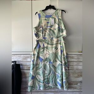 Nine West Green Sleeveless Tiered Midi Dress